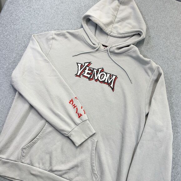 Venom Marvel Hoodie Mens 2XL XXL Gray Japanese Comic Spiderman Pullover READ - Picture 1 of 10